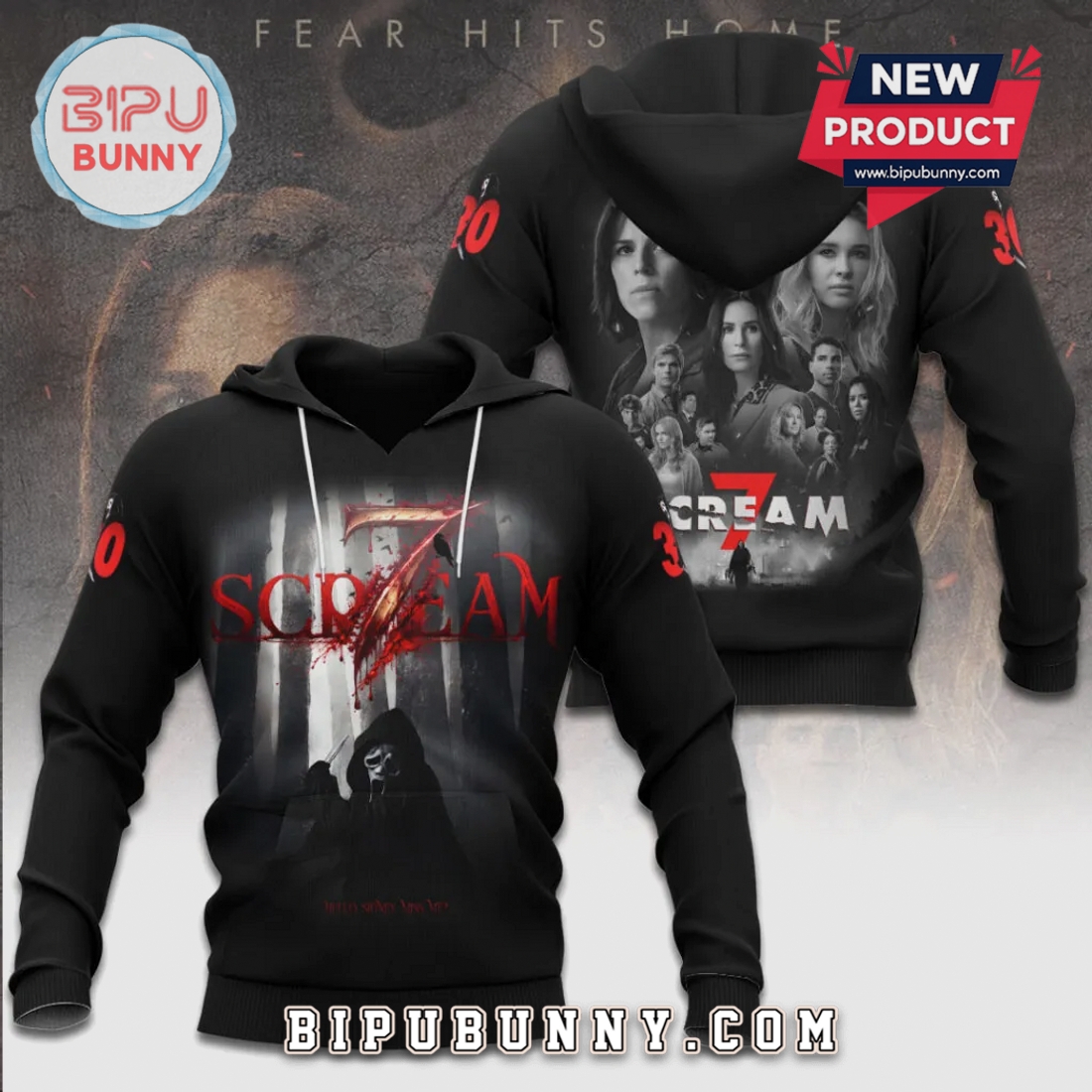 Scream 7 Movie Poster Fear Hits Home Graphic Print Unisex T-Shirt Scream 7 Movie Poster Fear Hits Home Graphic Print Unisex T-Shirt