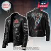 Black biker jacket with 'Scream' movie design, featuring Ghostface and cast images.!