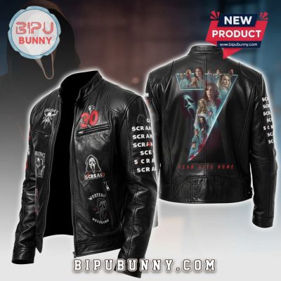 Scream Ghostface 30th Anniversary Faux Leather Patches Biker Jacket