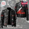 Black leather jacket with 'Scream' movie-themed designs and patches all over.!