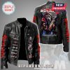 Black leather jacket with Scream movie collage on the back, red 'Scream' texts on sleeves and Ghostface patches on the front.!