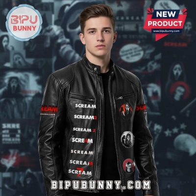 Scream Movie Leather Jacket – Ghostface Horror Theme Biker Style Jacket