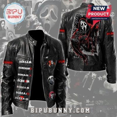 Scream Movie Leather Jacket – Ghostface Horror Theme Biker Style Jacket