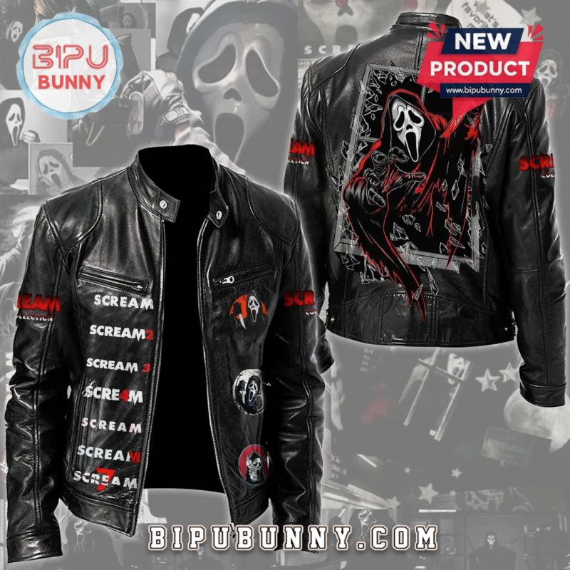 Scream Movie Leather Jacket – Ghostface Horror Theme Biker Style Jacket