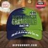Seattle Seahawks Super Bowl LX Champions hat featuring the team logo, colors, and 'Emerald City' text!