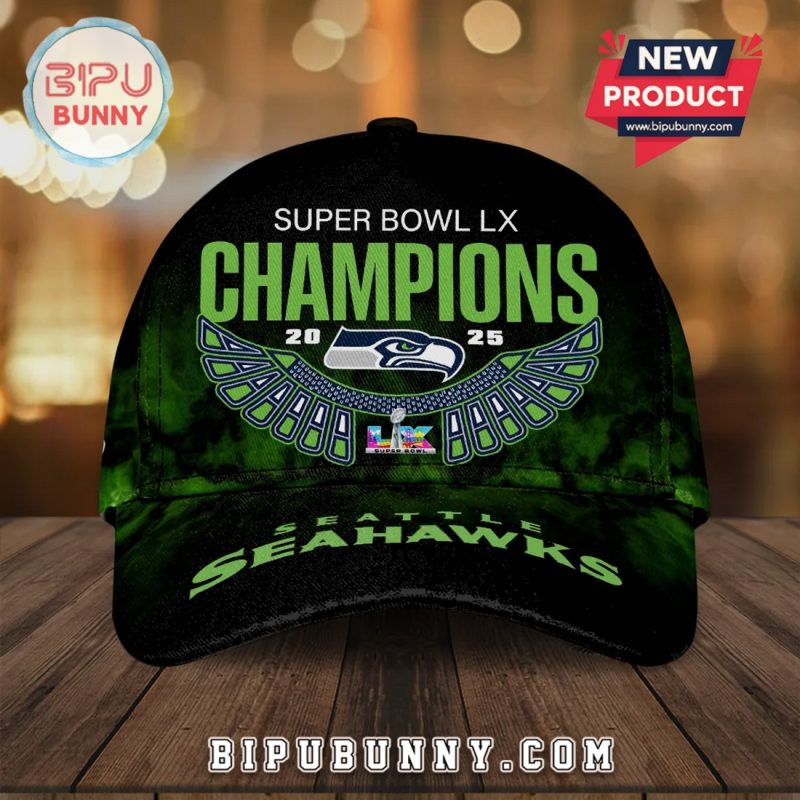 Seahawks Super Bowl LX Champions 2025 Green Graphic Novelty Hat