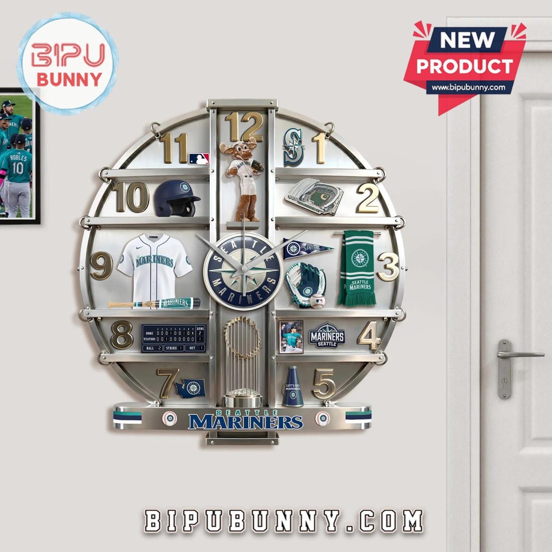 Seattle Mariners 3D Effect Home Decor Wall Clock Seattle Mariners 3D Effect Home Decor Wall Clock