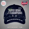 Navy baseball cap with Seattle Seahawks logo and 'Super Bowl 2x Champions' text.!