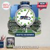 Seattle Seahawks stadium wall clock featuring the team logo and colors.!