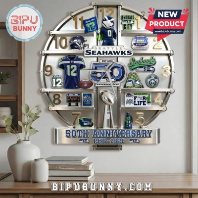 Seattle Seahawks 50th Anniversary 3D Visual Wall Decor Clock