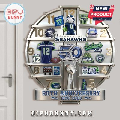 Seattle Seahawks 50th Anniversary 3D Visual Wall Decor Clock