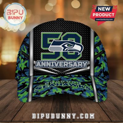 Seattle Seahawks 50th Anniversary Premium Camo Pattern Fashion Baseball Cap