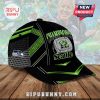 Seattle Seahawks hat with 'Champions' text, a championship ring, and the Seahawks logo.!