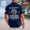 Shirt with Seattle Seahawks Super Bowl design. Features the championship ring, logo, and '2x Champions' text.!