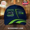 Blue hat featuring Seattle Seahawks Super Bowl Champions design with helmet and team logo!