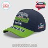 Seattle Seahawks Super Bowl Champions hat with the team logo and Super Bowl LIX logo.!