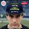 Seattle Seahawks Champions hat featuring team logo, city skyline, and 'We Are 12' text!