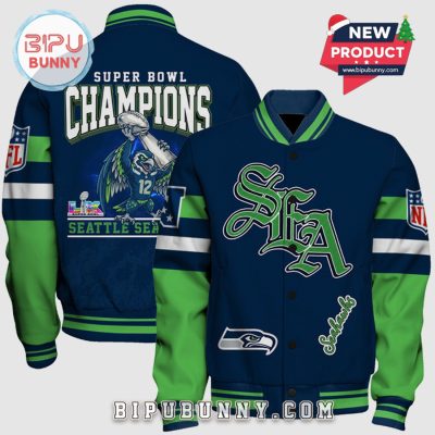 Seattle Seahawks Super Bowl Champions Graphic Varsity Jacket
