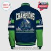 Super Bowl Champions Seattle Seahawks Bomber Jacket with team logo and Super Bowl trophy illustration.!