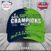 Seattle Seahawks Super Bowl Champions hat. Design is split green and blue with team text and logos.!