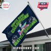 Super Bowl Champions Seattle Seahawks flag with helmet and Super Bowl LXI logo, dated 8 Feb 2026.!