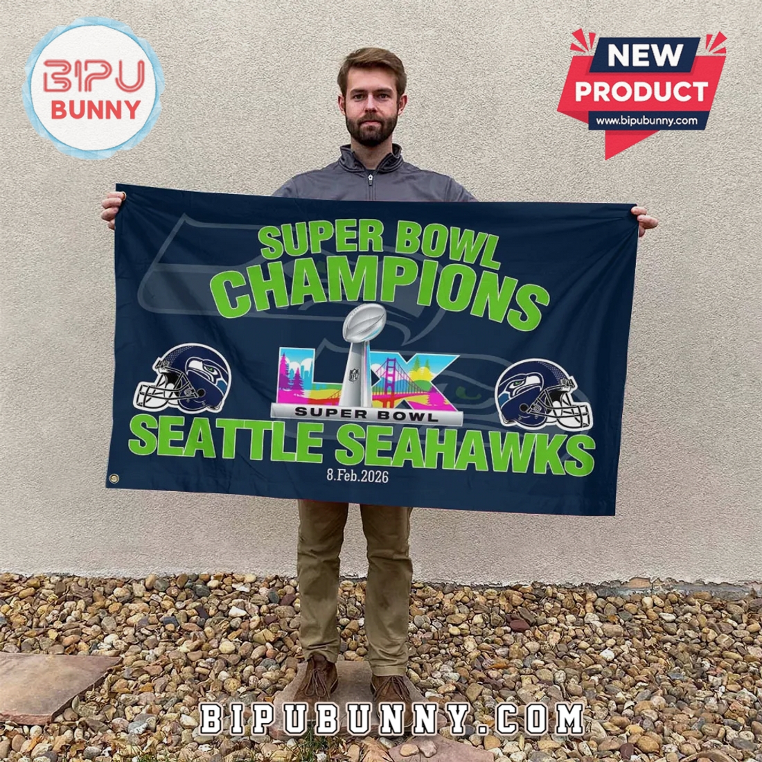 Seattle Seahawks Super Bowl LIX Champions 2026 Commemorative Flag Seattle Seahawks Super Bowl LIX Champions 2026 Commemorative Flag
