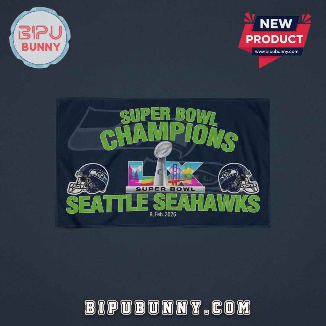 Seattle Seahawks Super Bowl LIX Champions 2026 Commemorative Flag Seattle Seahawks Super Bowl LIX Champions 2026 Commemorative Flag