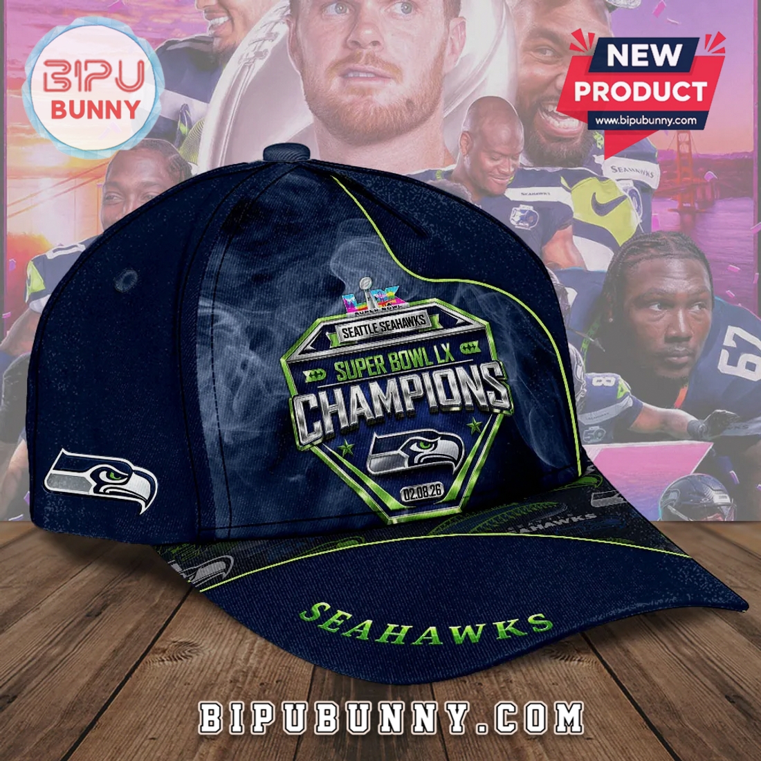 Seattle Seahawks Super Bowl LX Champions 2025 Commemorative Hat Seattle Seahawks Super Bowl LX Champions 2025 Commemorative Hat