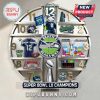 Seattle Seahawks themed wall clock featuring team logos, stadium, and Super Bowl LX Champions text.!