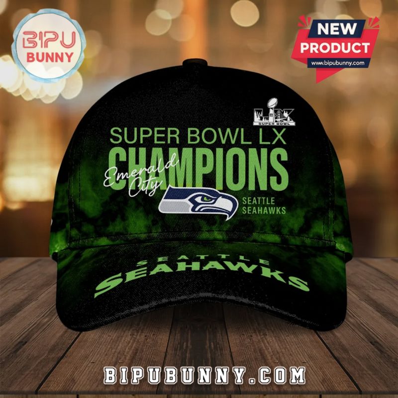 Seattle Seahawks Super Bowl LX Champions Emerald City Commemorative Cap