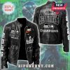 Black leather jacket with Seattle Seahawks Super Bowl Champion design on front and back.!