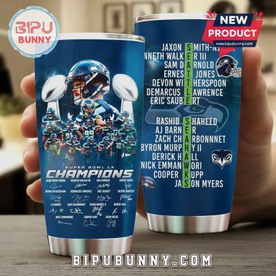 Seattle Seahawks Super Bowl LX Champions Team Roster Tumbler