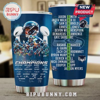 Seattle Seahawks Super Bowl LX Champions Team Roster Tumbler