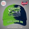 Seattle Seahawks Super Bowl LX Champions baseball cap, split green/blue color, 'We are 12' text on brim.!