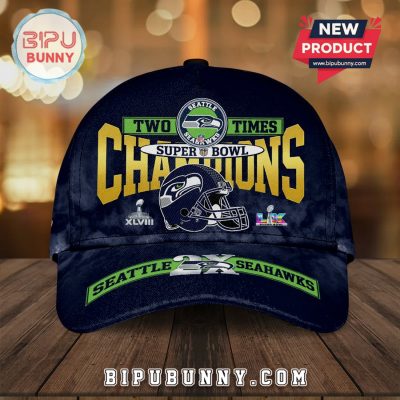 Seattle Seahawks Two Times Champions Super Bowl Graphic Baseball Cap