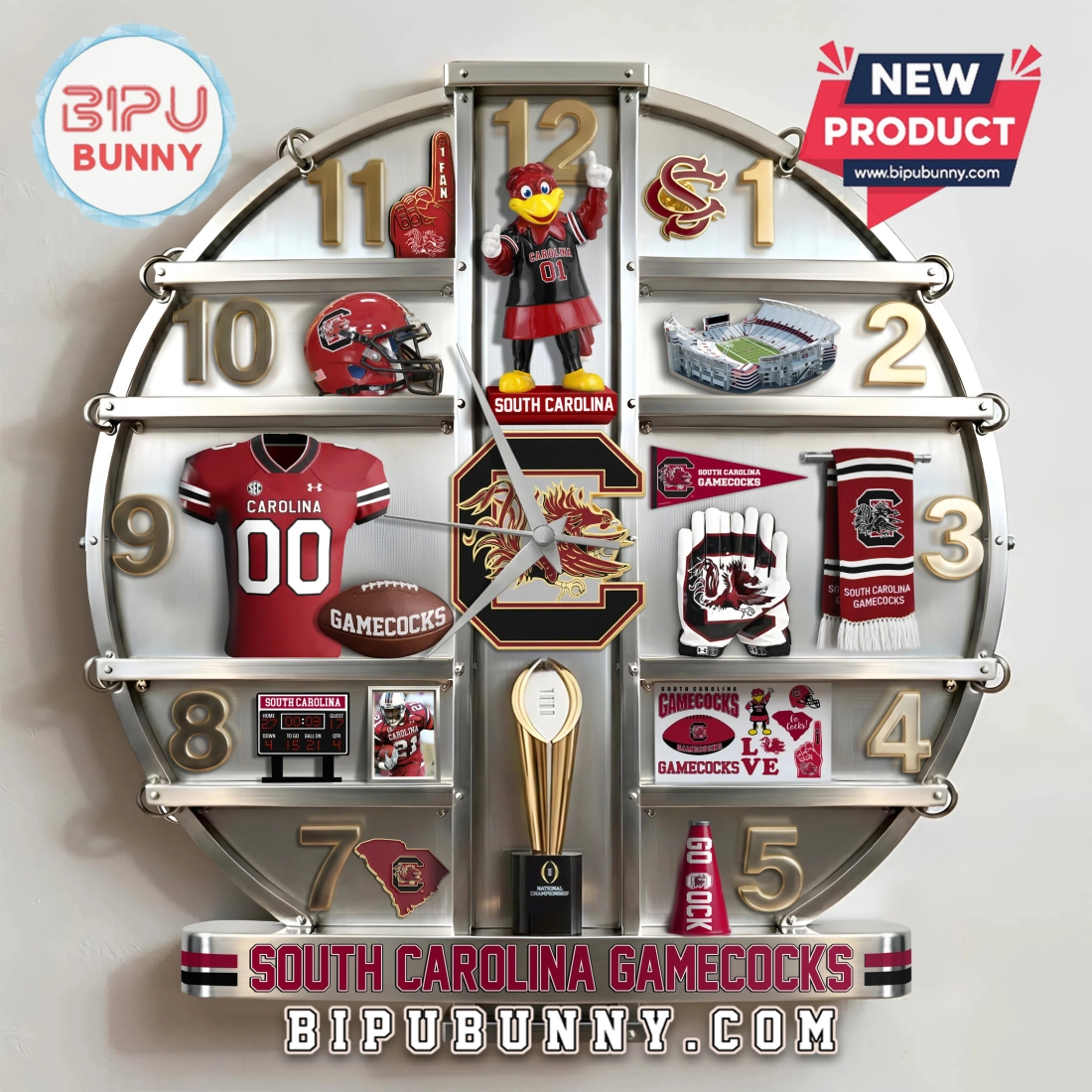 South Carolina Gamecocks 3D Visual Effect Home Decor Wall Clock South Carolina Gamecocks 3D Visual Effect Home Decor Wall Clock