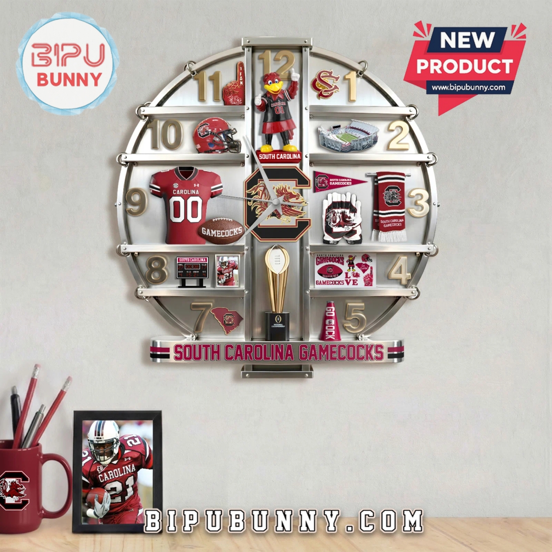 South Carolina Gamecocks 3D Visual Effect Home Decor Wall Clock South Carolina Gamecocks 3D Visual Effect Home Decor Wall Clock