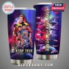 Two stainless steel tumblers featuring Star Trek 60 Years design with characters and spaceships on a galaxy background.!