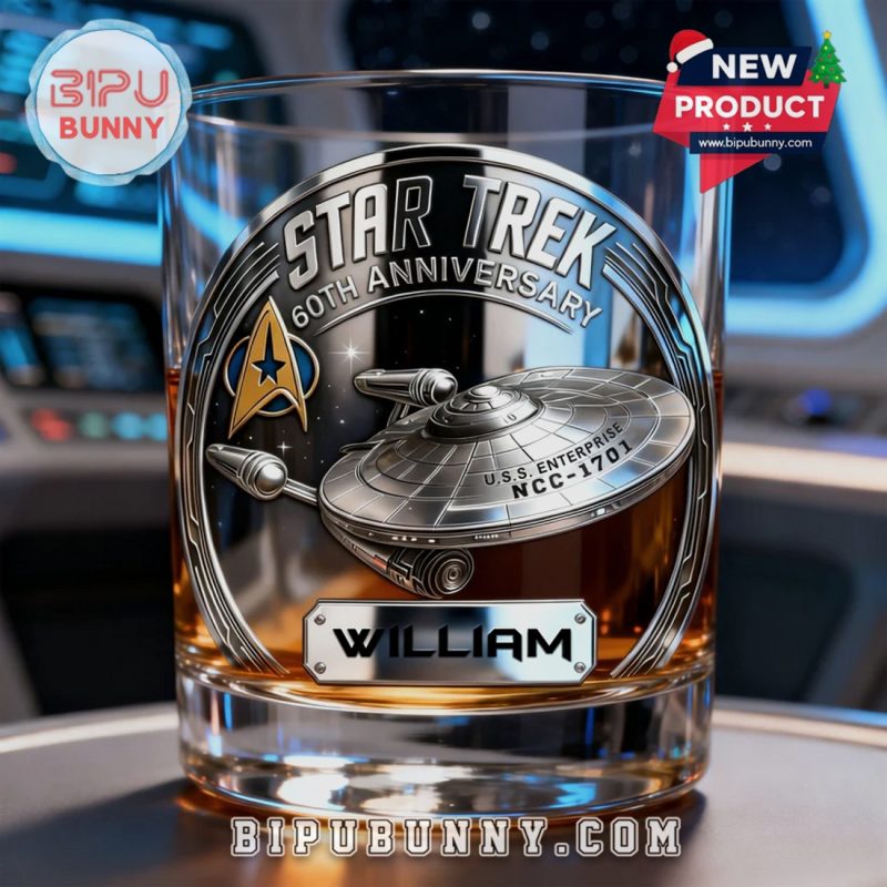 Star Trek 60th Anniversary Personalized Whiskey Glass