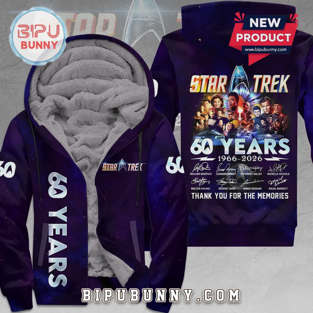 Star Trek 60th Anniversary Premium Graphic Design Full-Zip Hoodie Star Trek 60th Anniversary Premium Graphic Design Full-Zip Hoodie