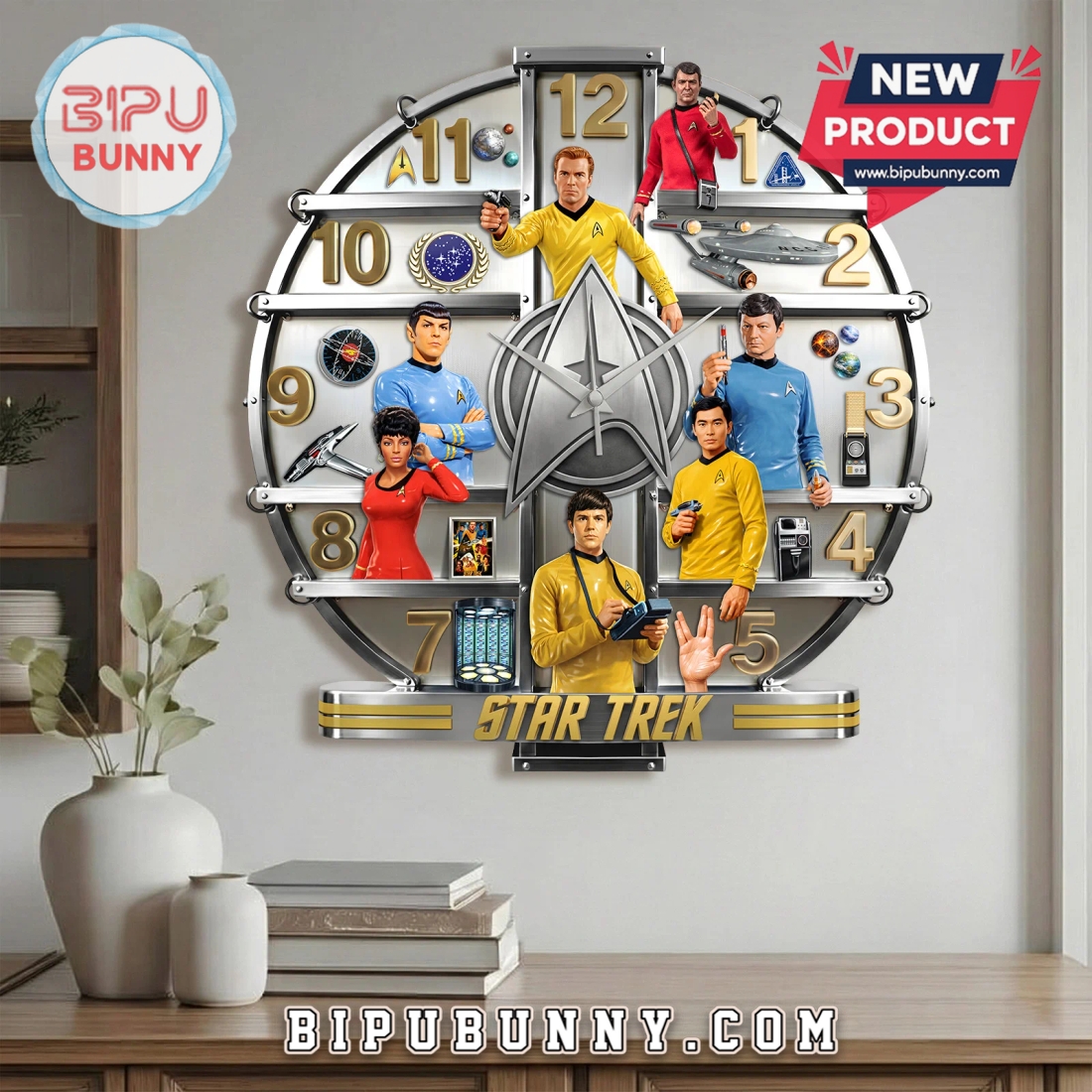 Star Trek Iconic Crew 3D Visual Effect Wall Clock Star Trek Iconic Crew 3D Visual Effect Wall Clock