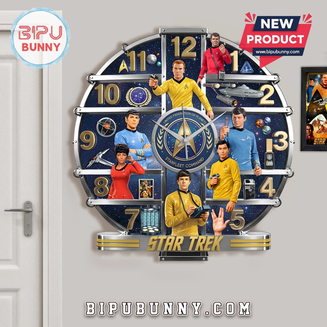 Star Trek Iconic Crew 3D Visual Effect Wall Clock Star Trek Iconic Crew 3D Visual Effect Wall Clock
