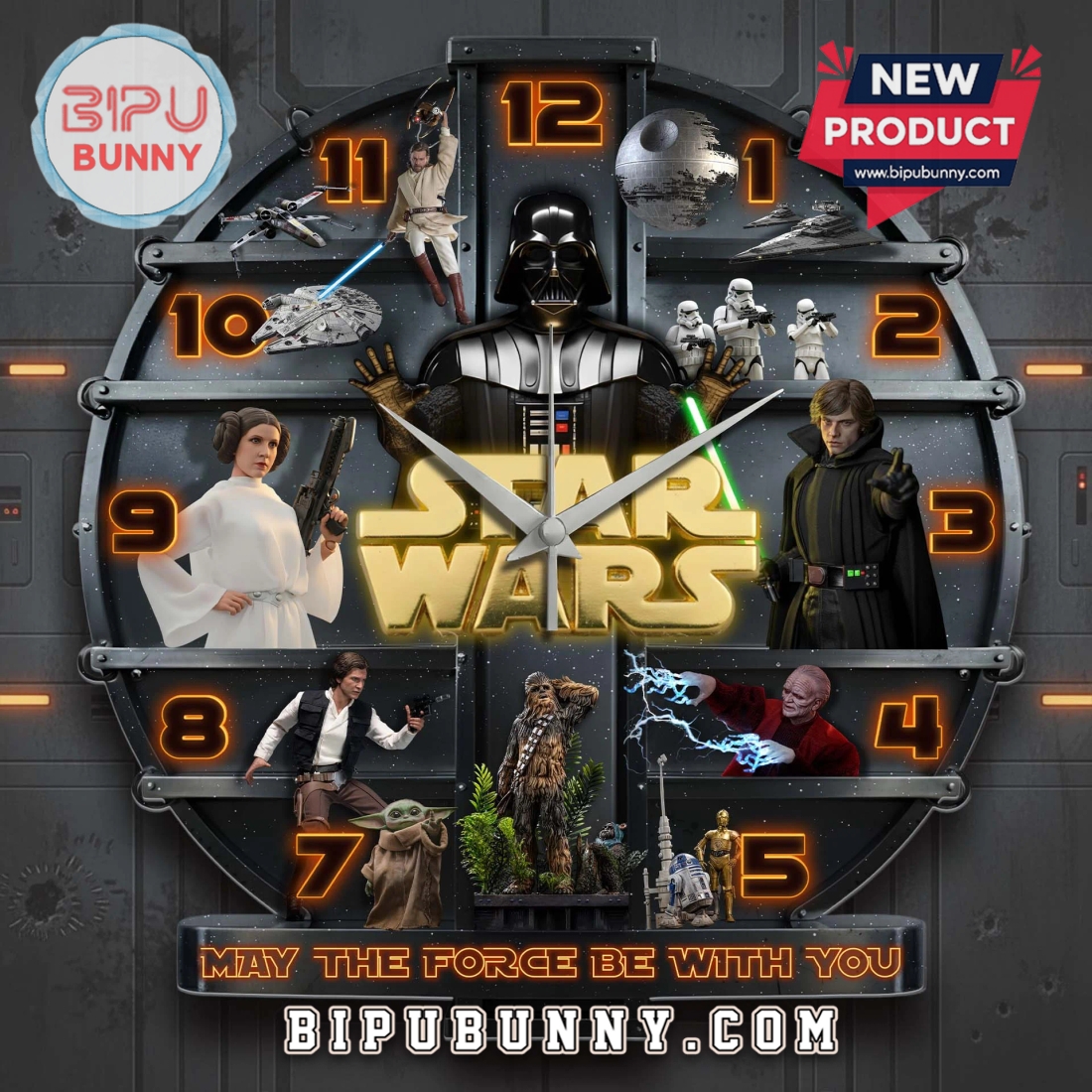 Star Wars Saga 3D Visual Effect Wall Clock Star Wars Saga 3D Visual Effect Wall Clock