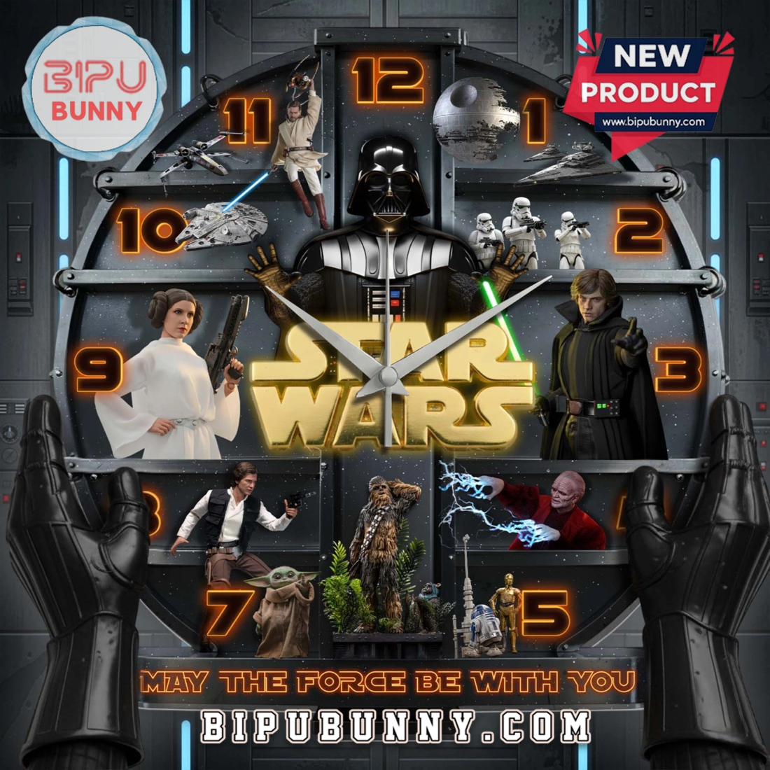 Star Wars Saga 3D Visual Effect Wall Clock Star Wars Saga 3D Visual Effect Wall Clock