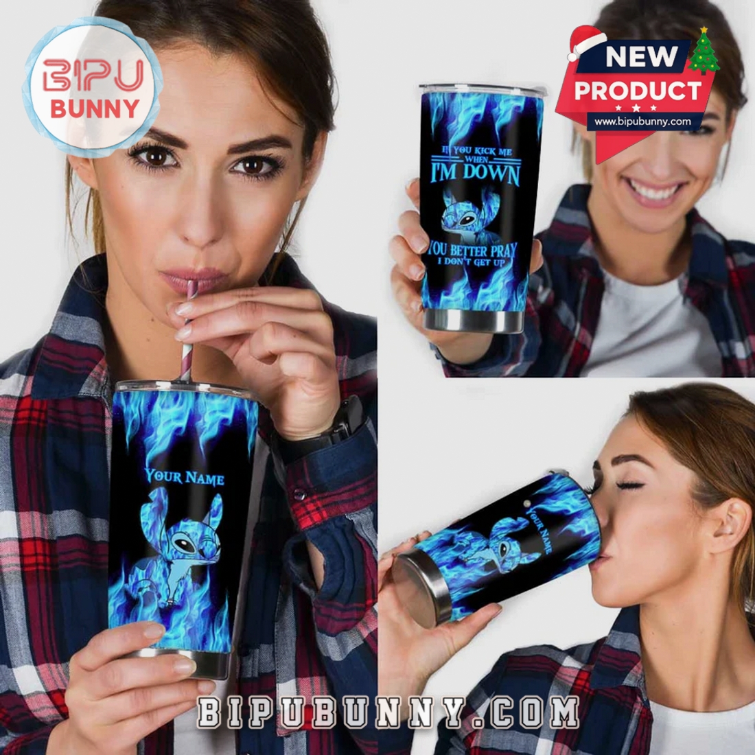 Stitch Blue Flames Personalized Tumbler Stitch Blue Flames Personalized Tumbler
