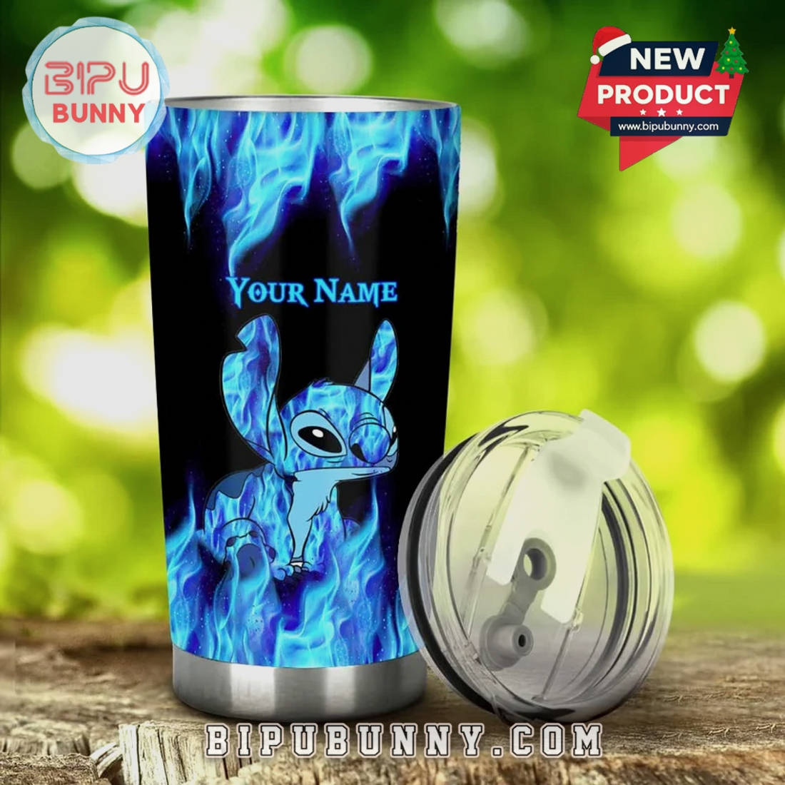 Stitch Blue Flames Personalized Tumbler Stitch Blue Flames Personalized Tumbler