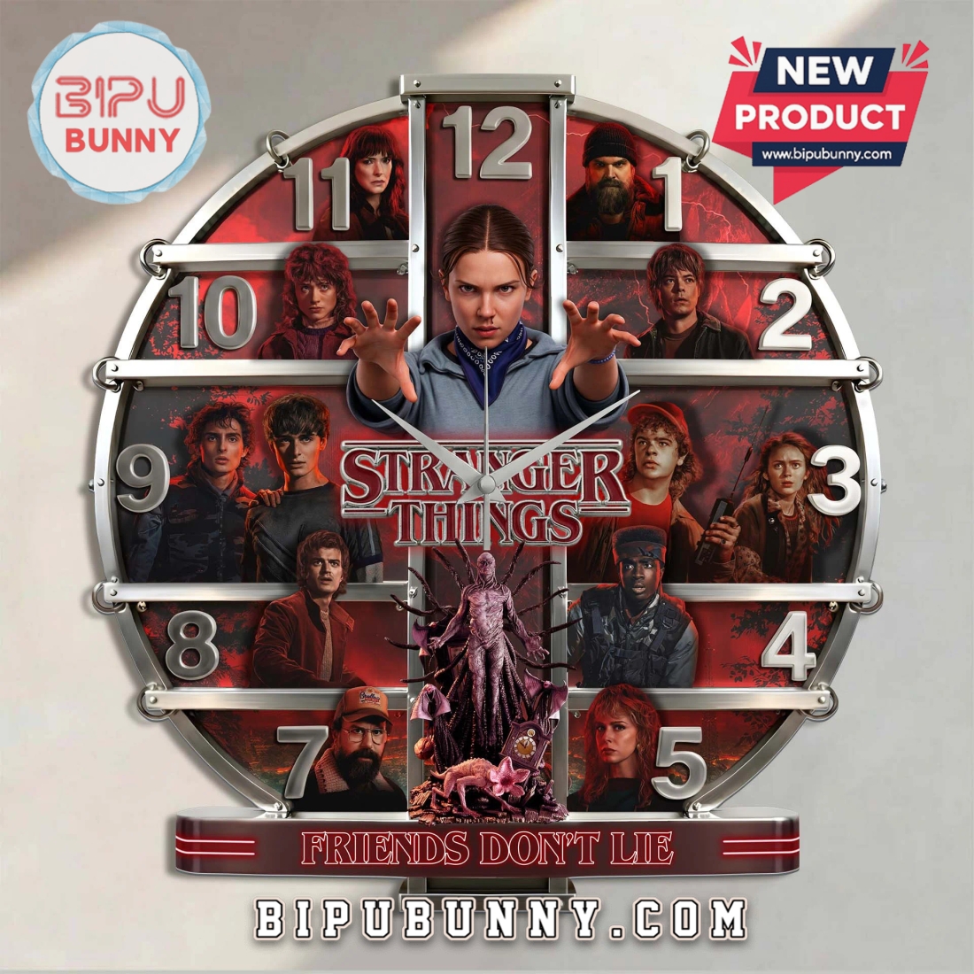 Stranger Things Friends Don’t Lie 3D Effect Wall Clock Stranger Things Friends Don’t Lie 3D Effect Wall Clock