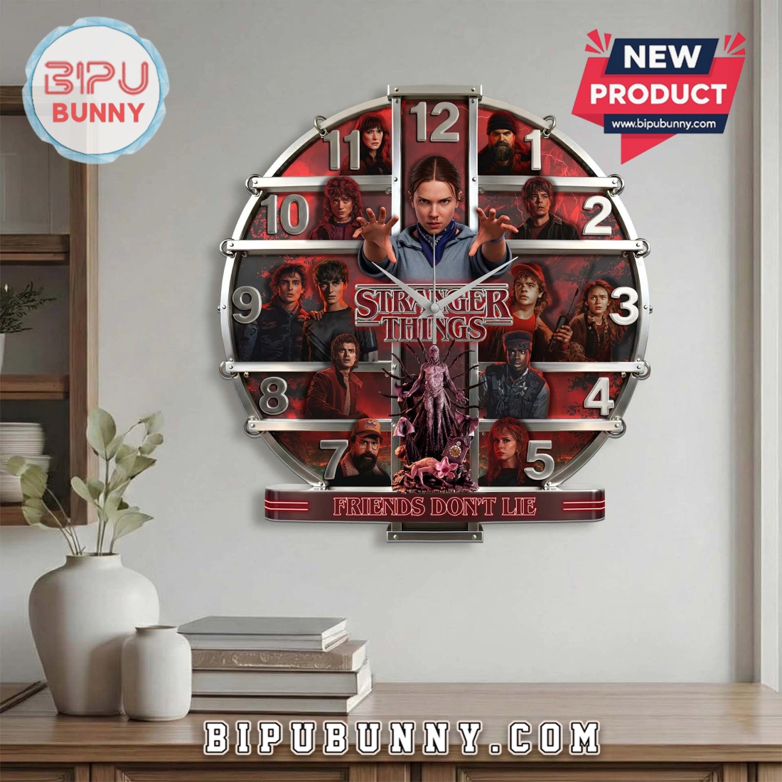 Stranger Things Friends Don’t Lie 3D Effect Wall Clock Stranger Things Friends Don’t Lie 3D Effect Wall Clock
