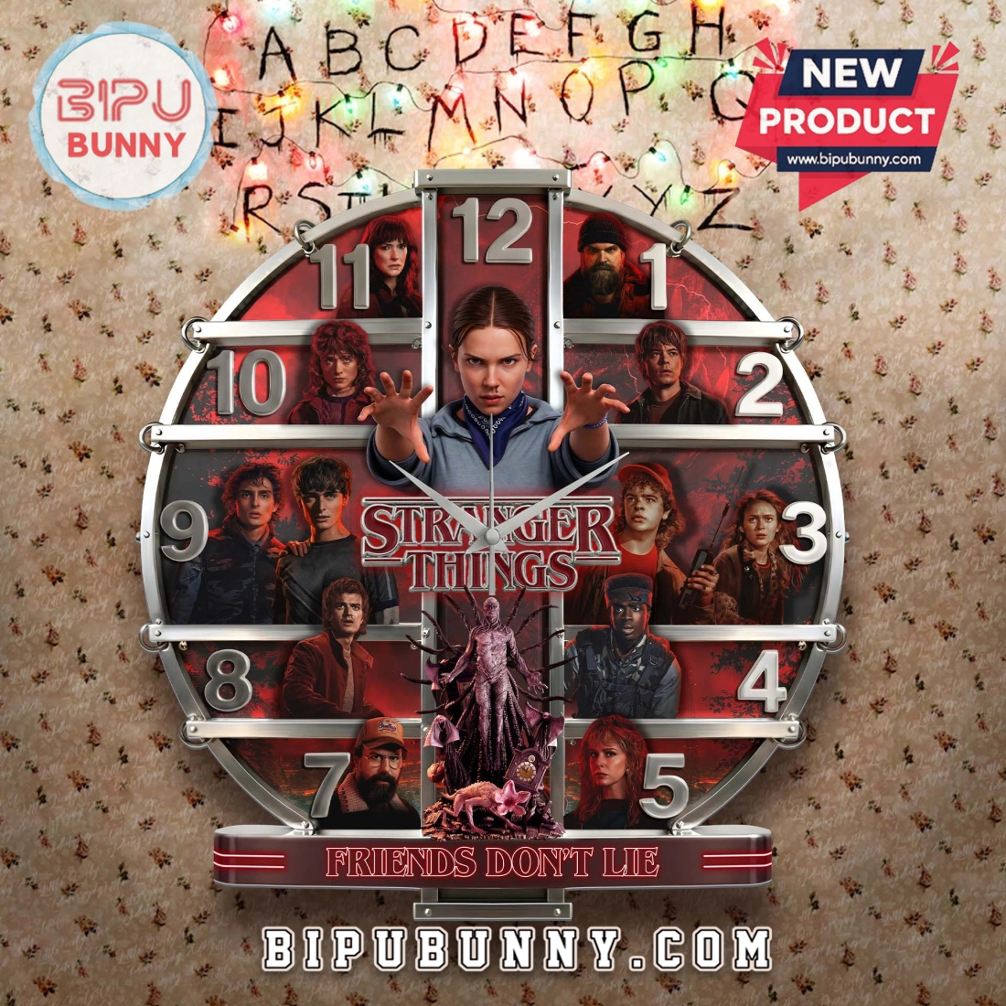 Stranger Things Friends Don’t Lie 3D Effect Wall Clock Stranger Things Friends Don’t Lie 3D Effect Wall Clock
