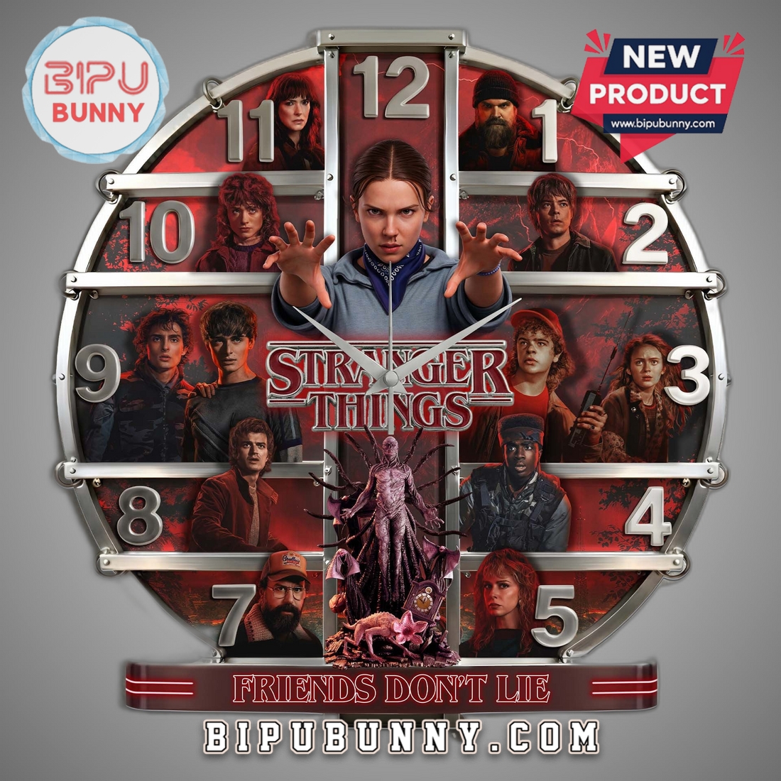 Stranger Things Friends Don’t Lie 3D Effect Wall Clock Stranger Things Friends Don’t Lie 3D Effect Wall Clock